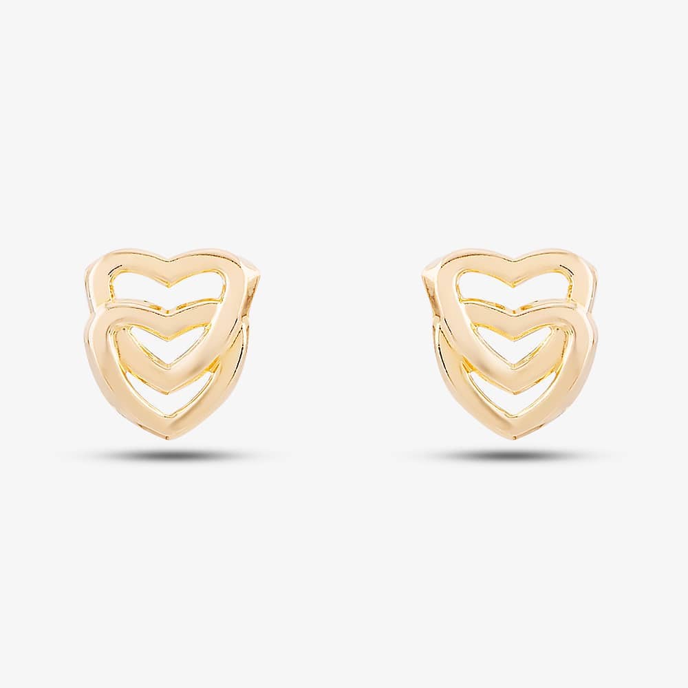 9ct Yellow Gold Entwined Heart Stud Earrings 1.55.7529