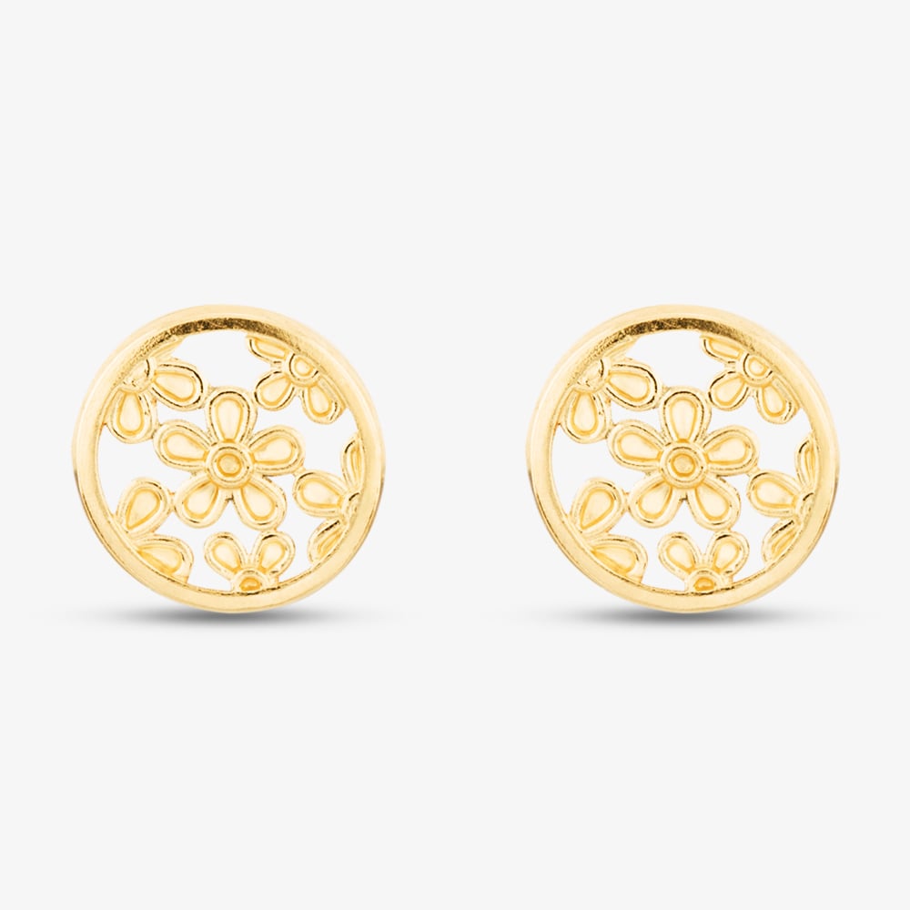 9ct Yellow Gold 7mm Filigree Floral Stud Earrings 1.55.6899