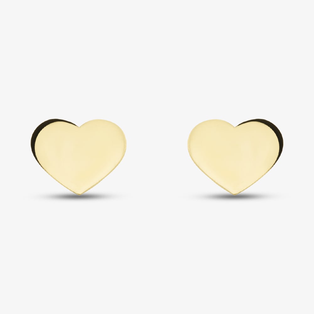 9ct Yellow Gold Contrasting Heart Stud Earrings 1.55.8883