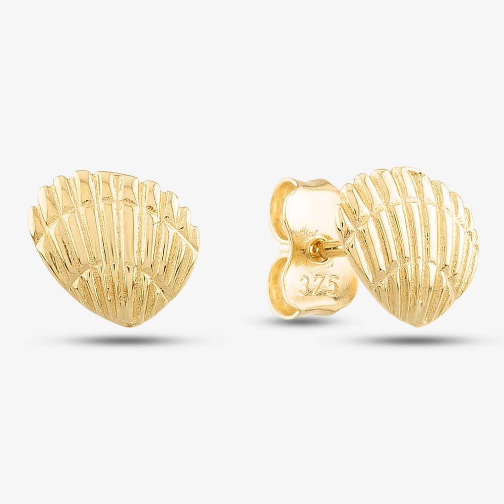 Product photograph of 9ct Yellow Gold Shell Stud Earrings Ge2364 from The Jewel Hut