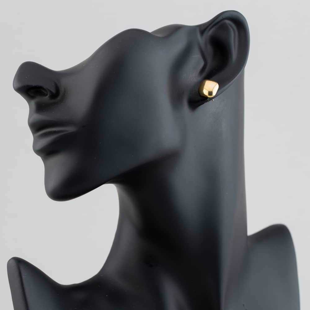 9ct Yellow Gold Satin Brushed Squared-Cushion Stud Earrings ER423