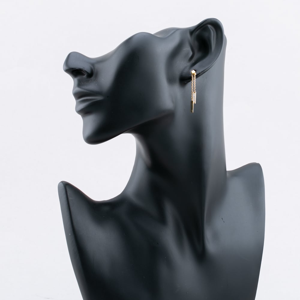 18ct Yellow Gold 0.04ct Diamond Set Barrell Drop Earrings 120225148820