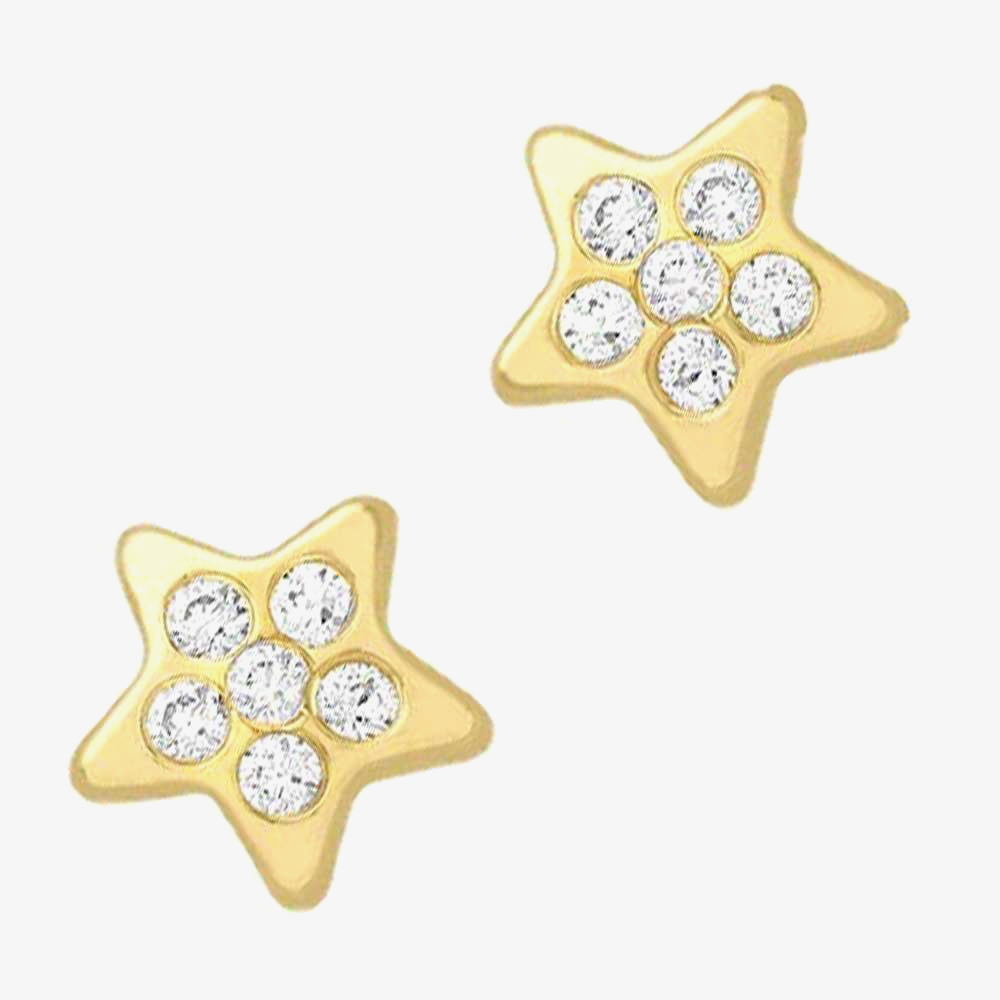 Product photograph of 9ct 6mm Cubic Zirconia Star Stud Earrings 1 58 8969 from The Jewel Hut