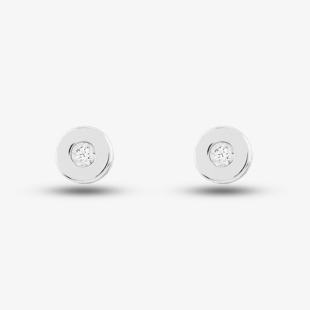 9ct White Gold Cubic Zirconia Rubover Stud Earrings SE551