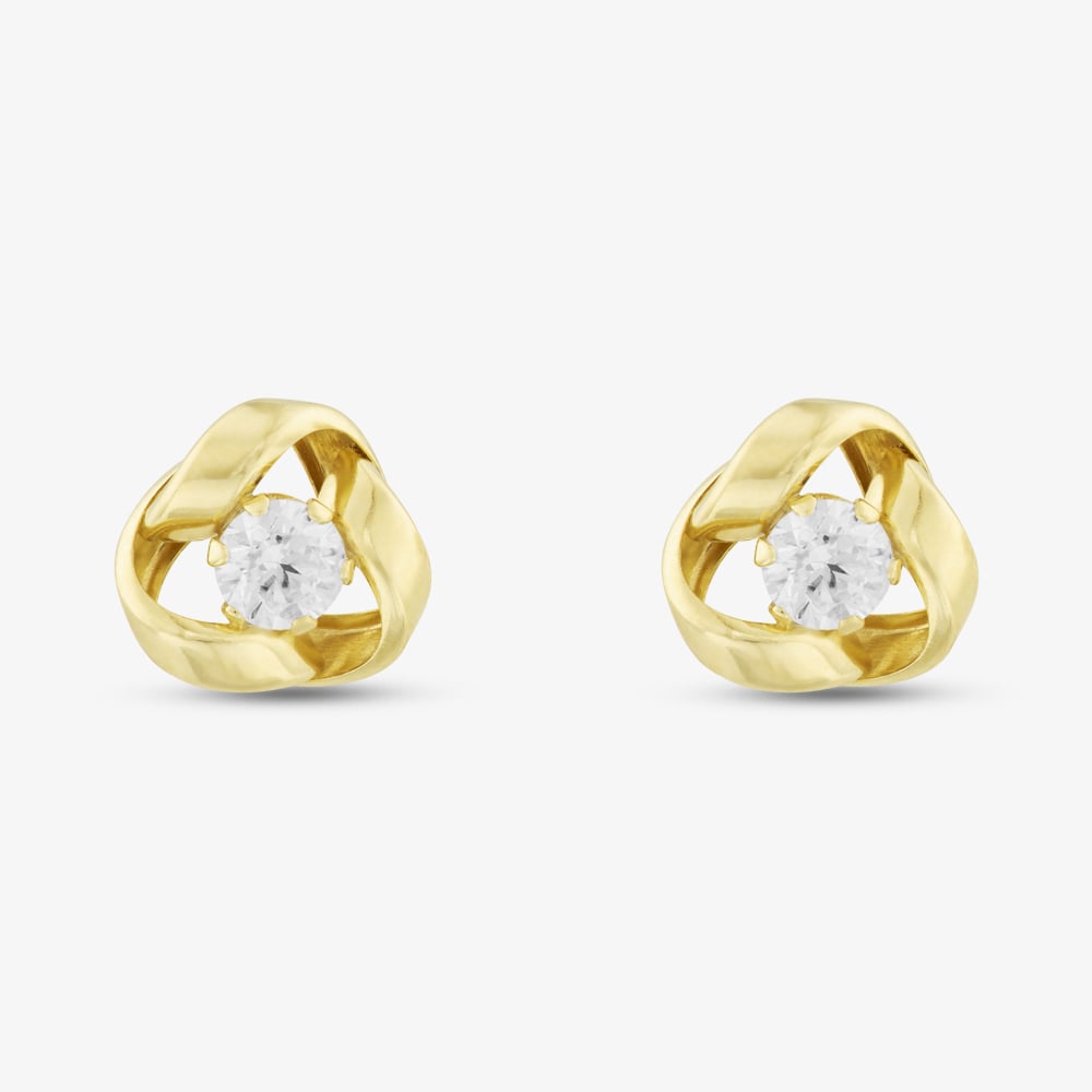 9ct Yellow Gold Cubic Zirconia Knot Stud Earrings E39-5229-Y