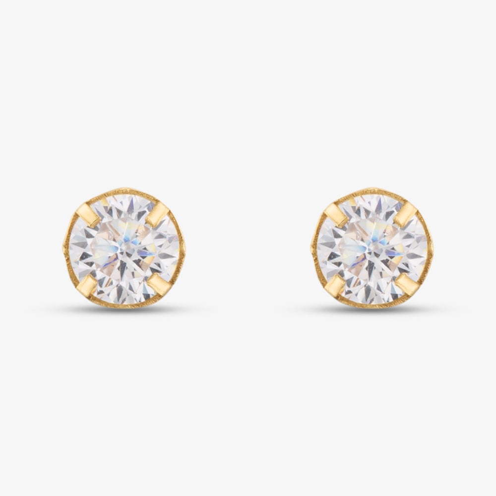 9ct Yellow Gold 4mm Round Crystal Stud Earrings 1.58.6989