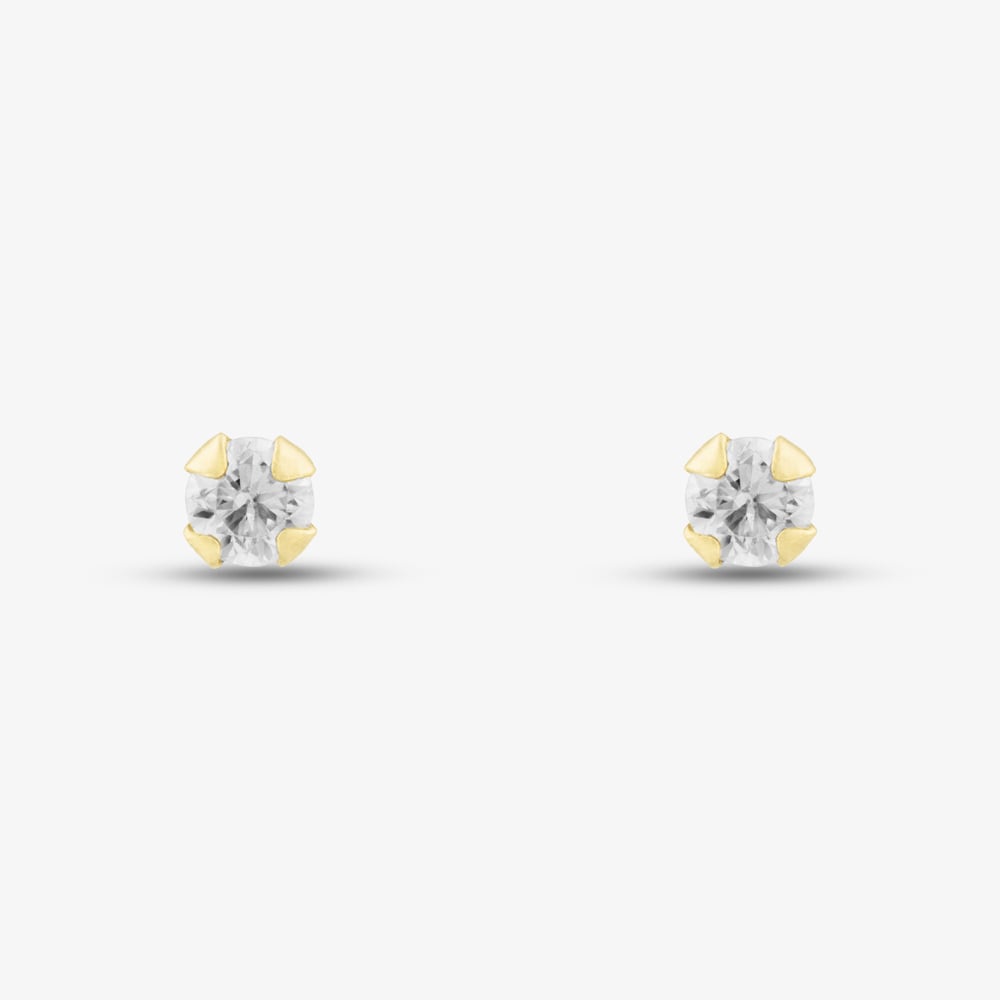 9ct Yellow Gold 2mm Round Crystal Stud Earrings 1.59.1719