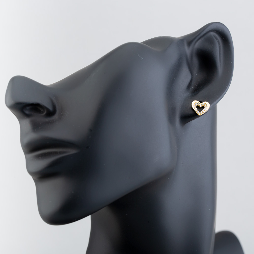 9ct Yellow Gold Cubic Zirconia Open Heart Stud Earrings E1625Y