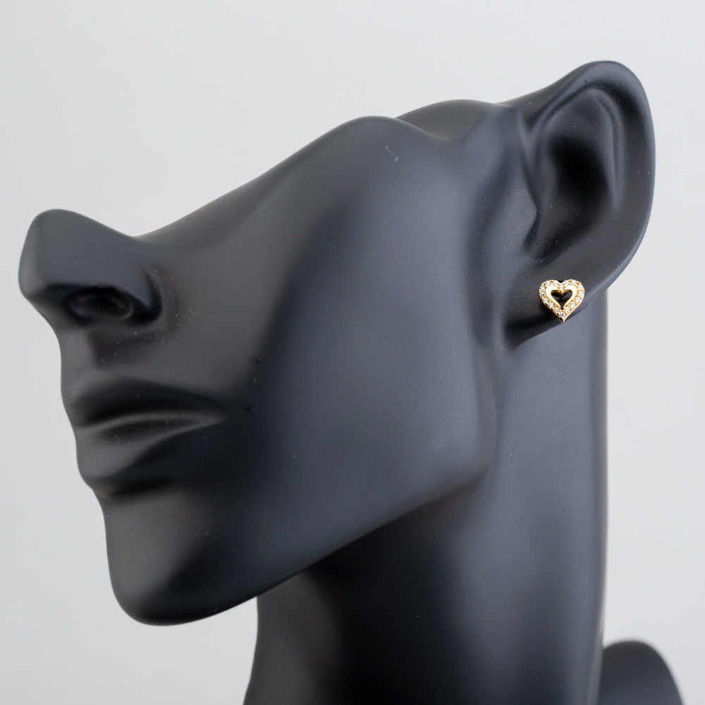 9ct Yellow Gold Cubic Zirconia Open Heart Stud Earrings E1632Y