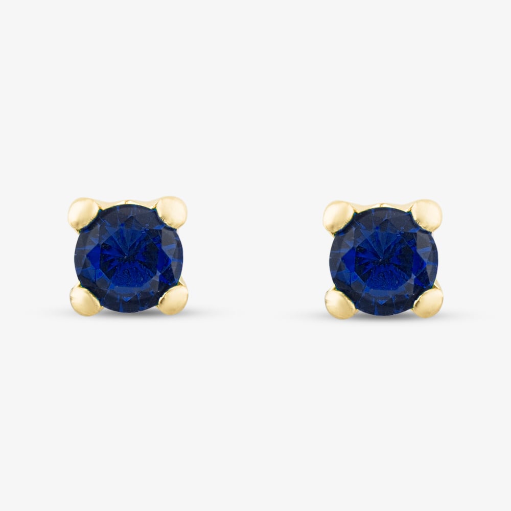 9ct Yellow Gold September Blue Birthstone Stud Earrings 1.59.1857