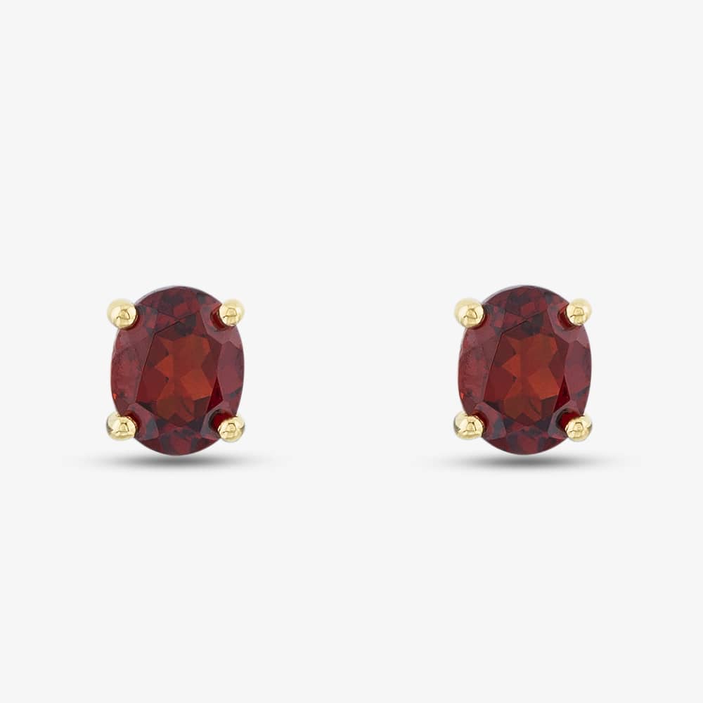 9ct Yellow Gold Oval Cut Garnet Stud Earrings OJS0006E-GAR 9KY