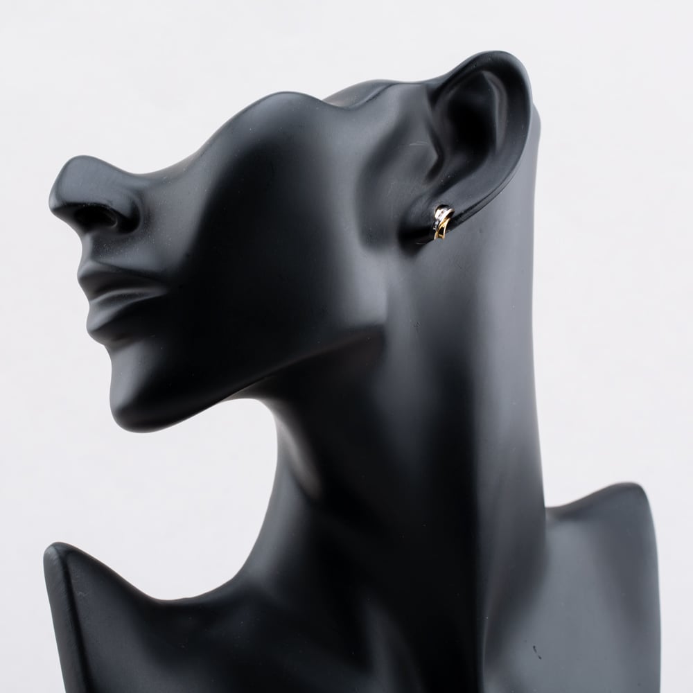 Gold Impression 9ct Two Colour Gold Triple Bar Cubic Zirconia Stud Earrings 2.59.0289