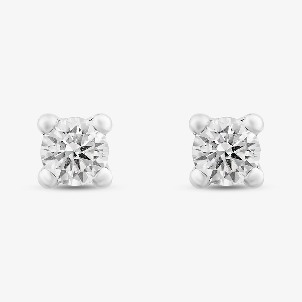 9ct White Gold Round Cubic Zirconia Stud Earrings  5.59.1860
