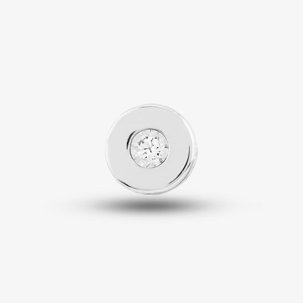 9ct White Gold Cubic Zirconia Rubover Single Stud Earring SE551 (1X SINGLE EARRING)
