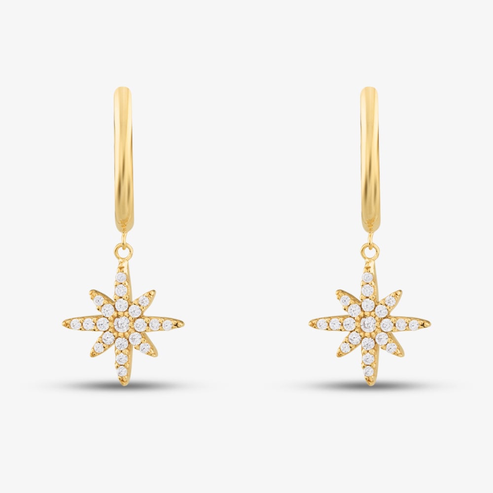 9ct Yellow Gold North Star Dropper Earrings 1.56.9996