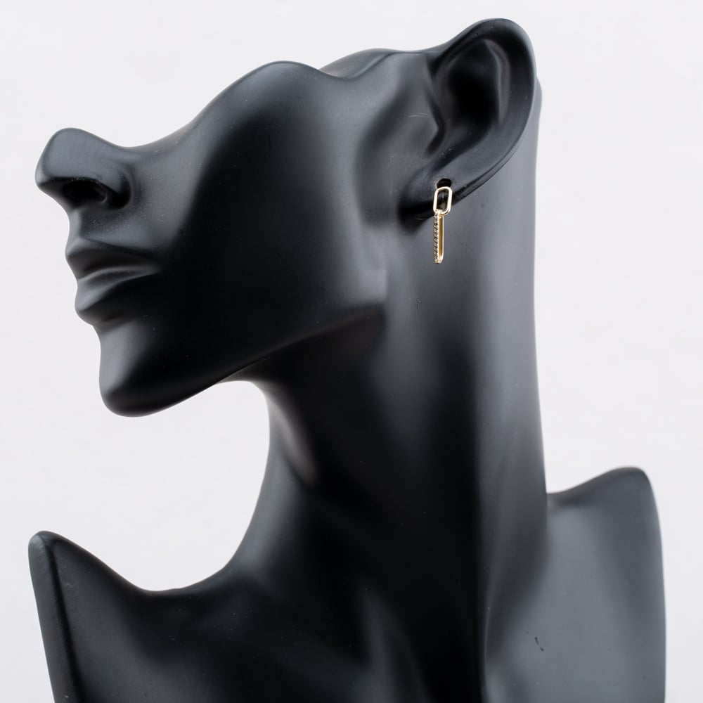 9ct Yellow Gold Cubic Zirconia Oval Double Link Drop Earrings 1.56.0006