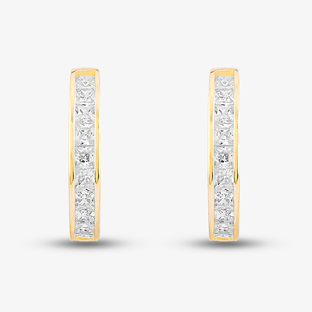9ct Yellow Gold Cubic Zirconia Huggie Hoop Earrings 1.57.9779
