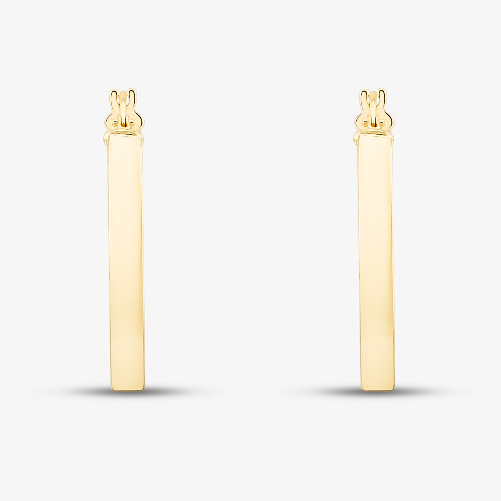 9ct Yellow Gold 23.5mm Rectangular-Tube Hoop Earrings 1.53.3699