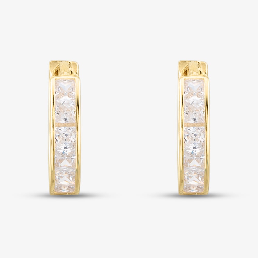 9ct Yellow Gold 11mm Crystal Huggie Hoop Earrings 1.57.9699