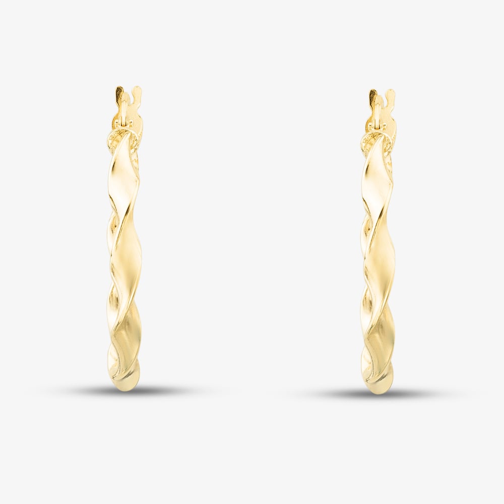 9ct Yellow Gold 22.5mm Twisted Hoop Earrings 1.51.2259
