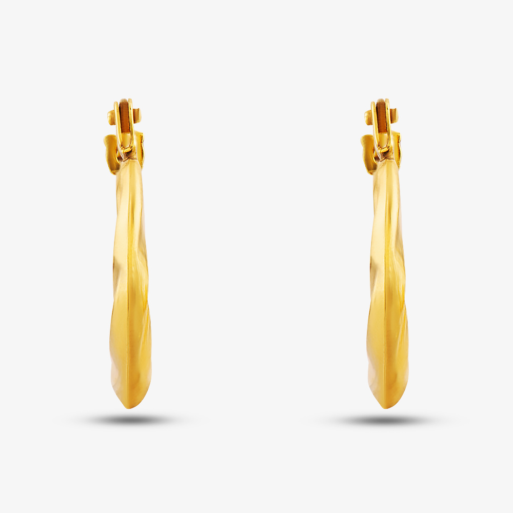 9ct Yellow Gold Graduated Twist Creole Hoop Earrings UER119Y