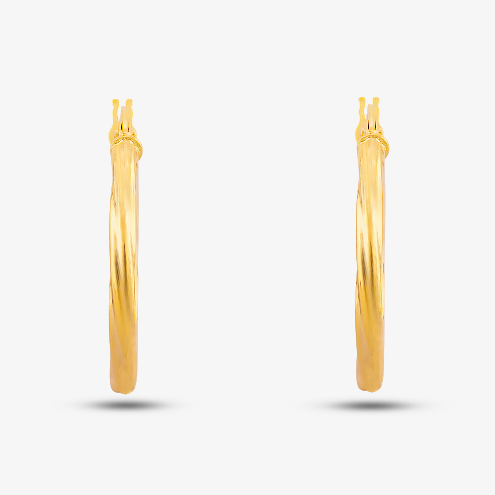 9ct Yellow Gold Twist Hoop Earrings UER041Y