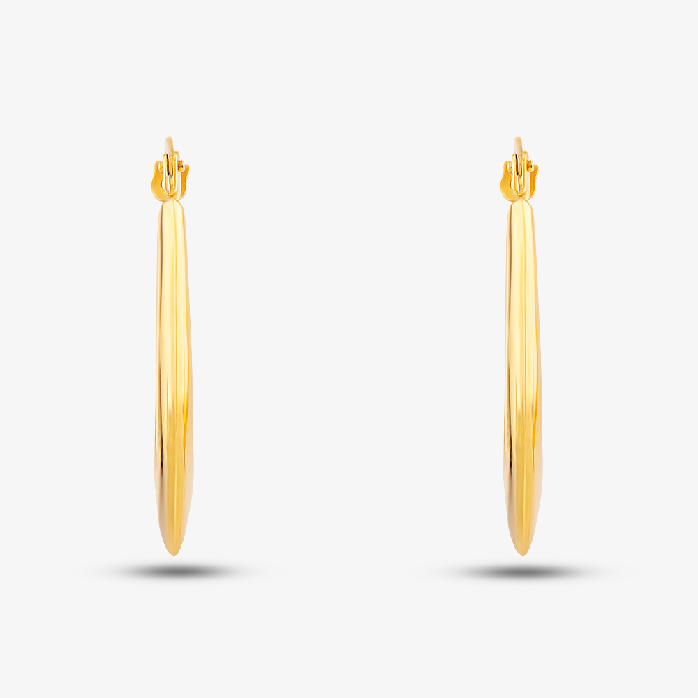 9ct Yellow Gold Plain Graduated Oval Creole Earrings UER118Y