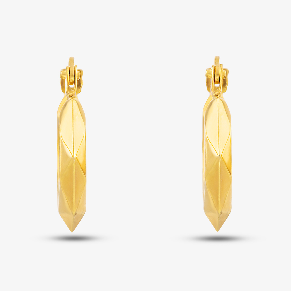 9ct Yellow Gold Patterned Creole Earrings UER131Y