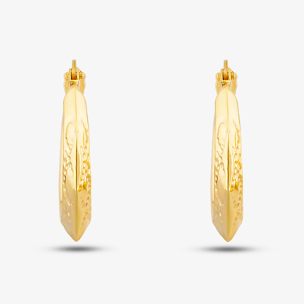 9ct Yellow Gold Patterned Creole Earrings UER146Y