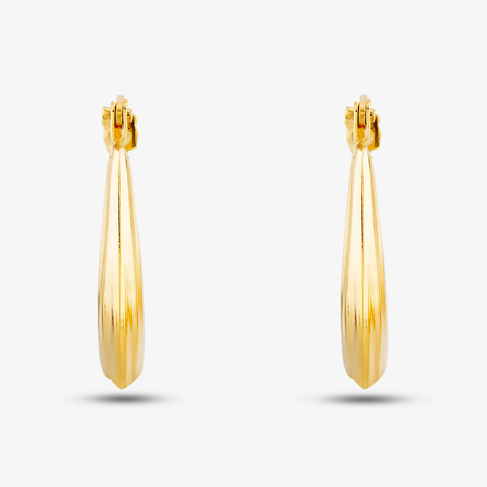 9ct Yellow Gold Shaped Oval Creole Earrings UER132Y