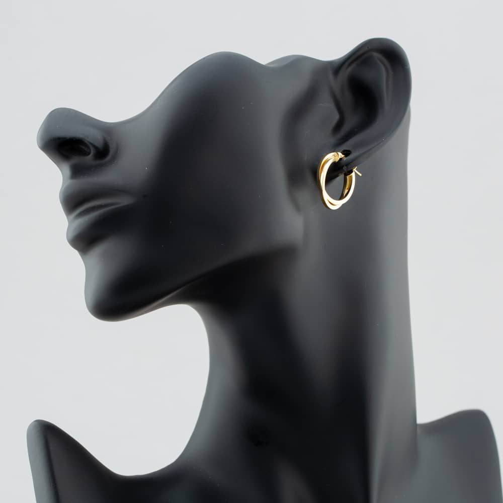 9ct Yellow Gold Crossover Double Hoop Earrings ER386