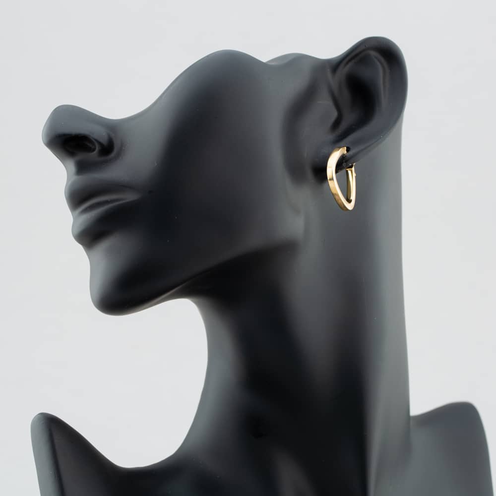 9ct Yellow Gold Triangular Creole Hoop Earrings 1.52.9679