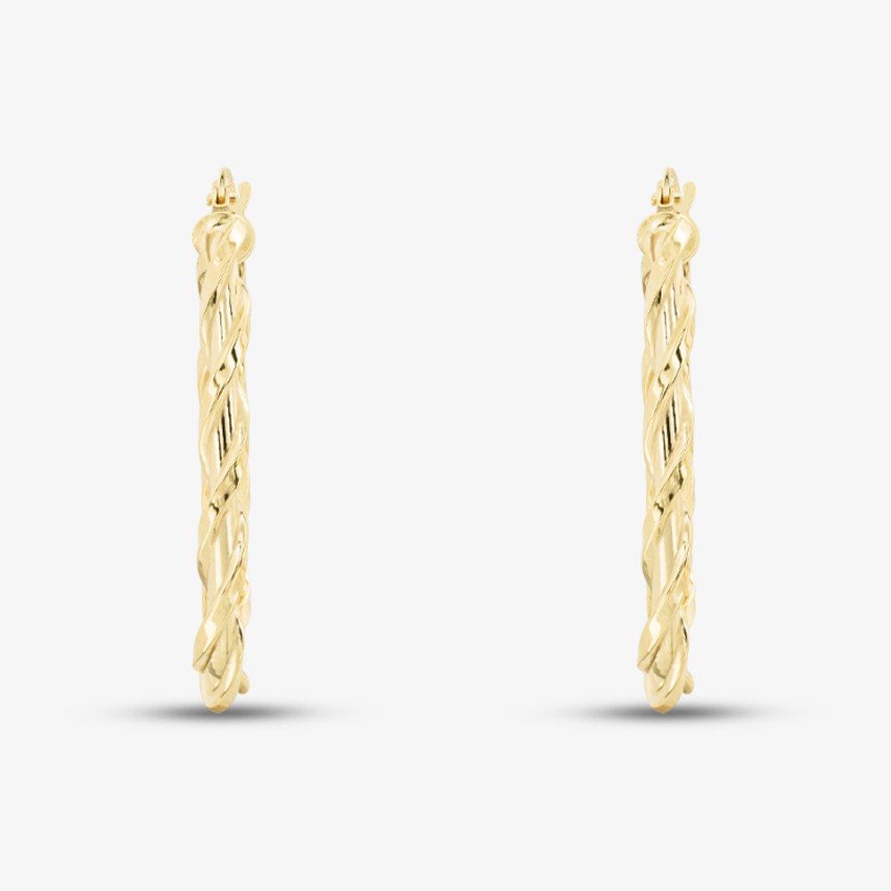9ct Yellow Gold Oval Twisted Hoop Earrings AR050Y