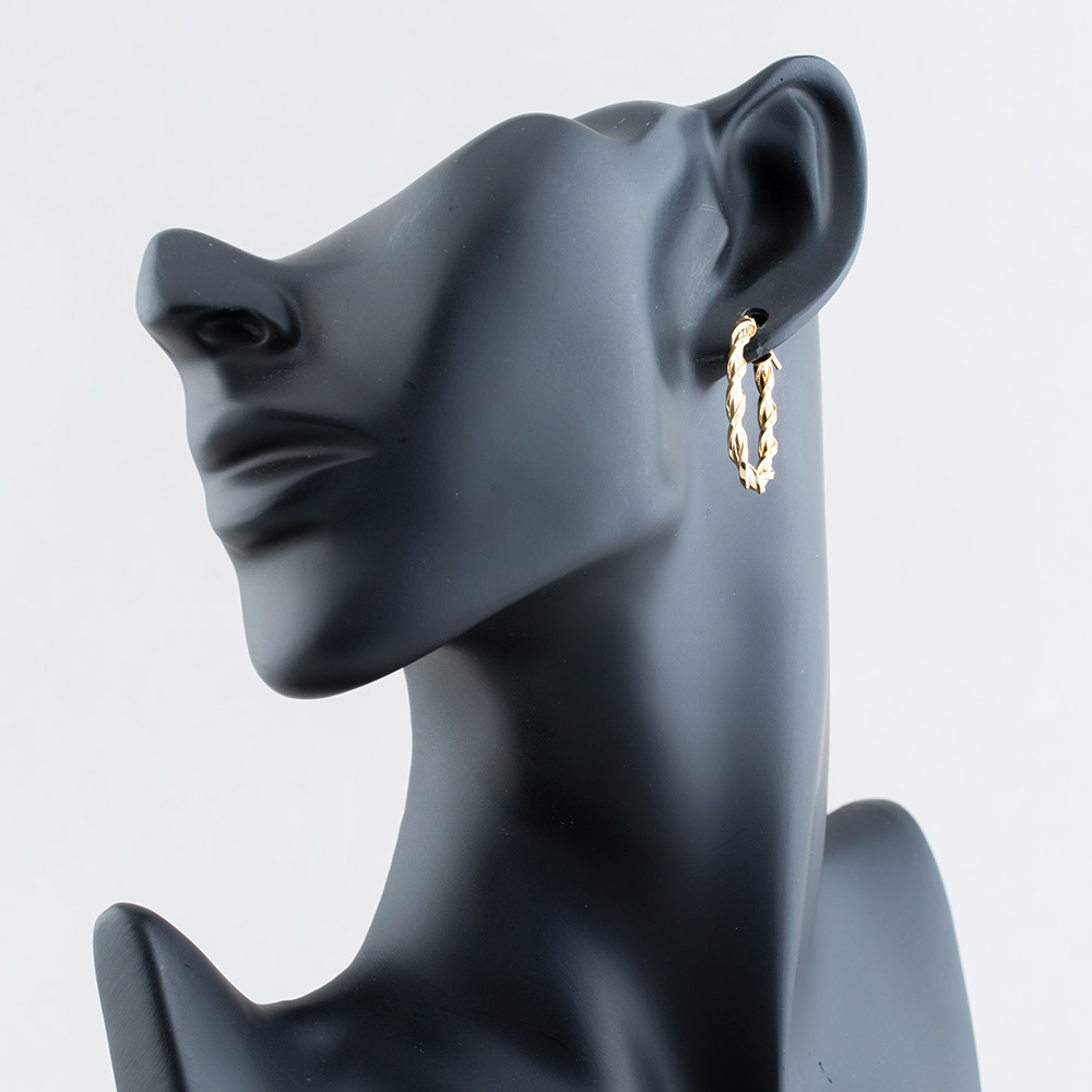 9ct Yellow Gold Oval Twisted Hoop Earrings AR050Y