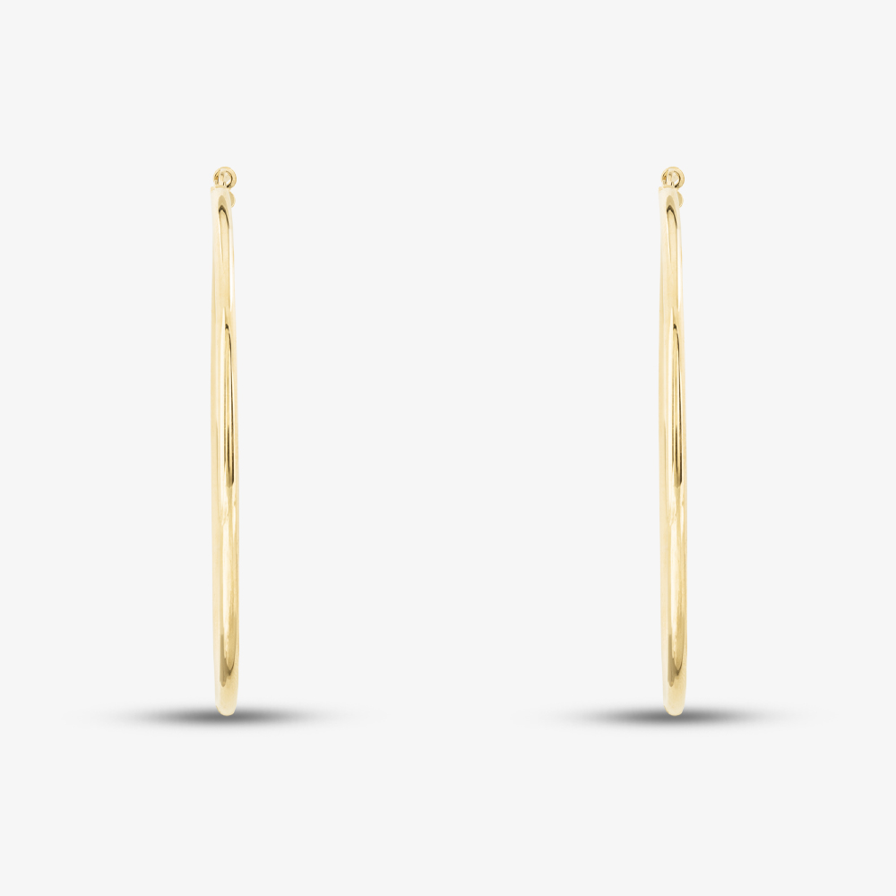 9ct Yellow Gold 50mm Large Round Hoop Earrings UER108Y