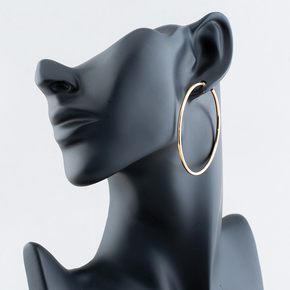 9ct Yellow Gold 50mm Large Round Hoop Earrings UER108Y