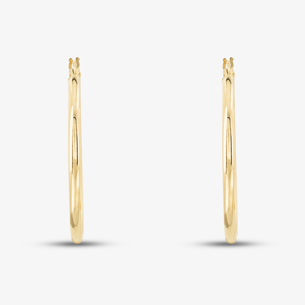 9ct Yellow Gold 28mm Medium Round Hoop Earrings UER100Y