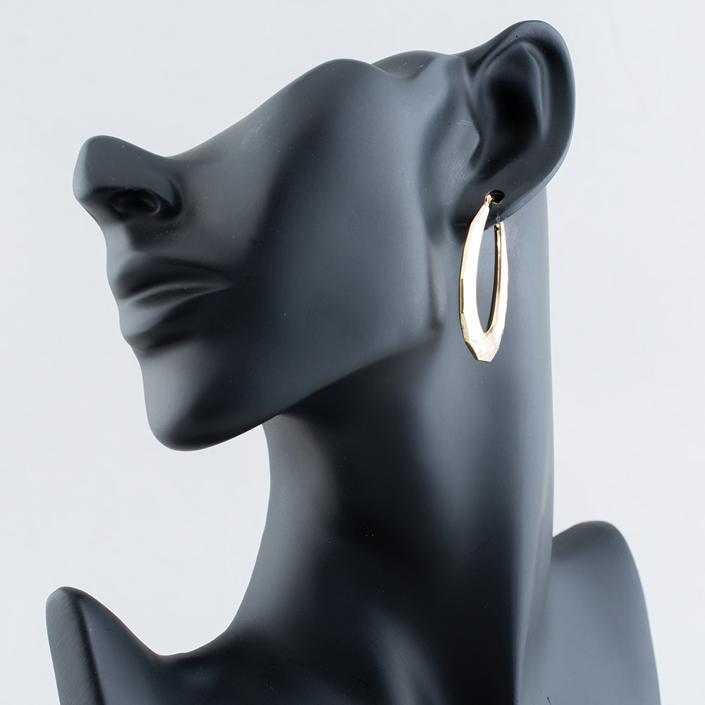 9ct Yellow Gold Large Patterned Creoles Hoop Earrings UER101Y