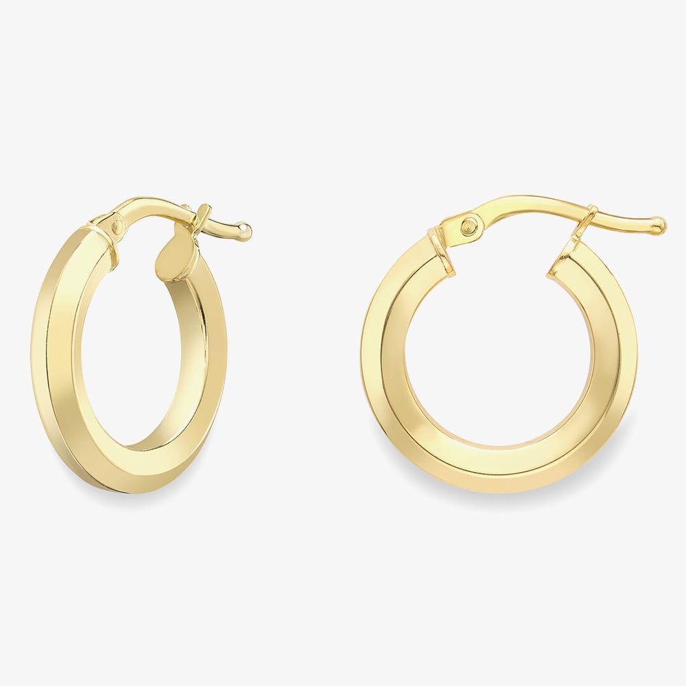 9ct Gold Bevelled Tube Hoop Earrings 120525127468