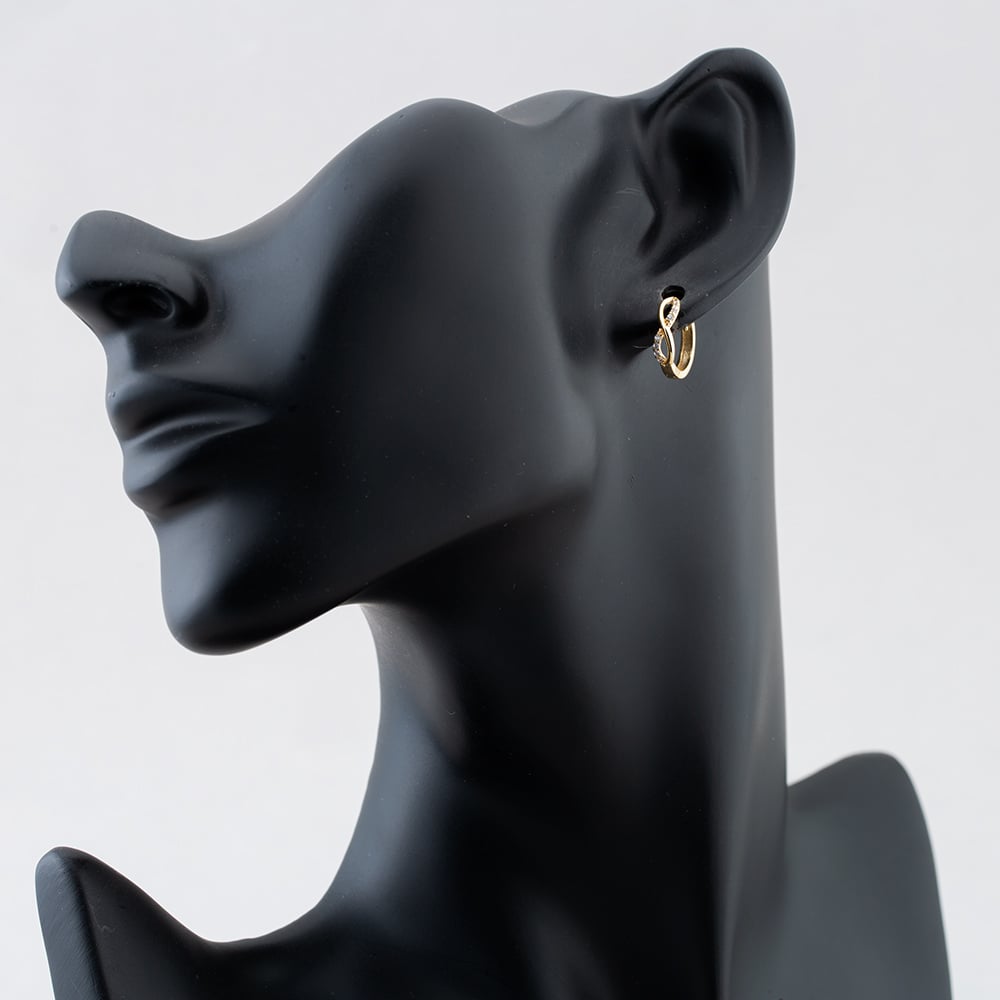 9ct Yellow Gold Cubic Zirconia Infinity 14mm Huggie Earrings GER245