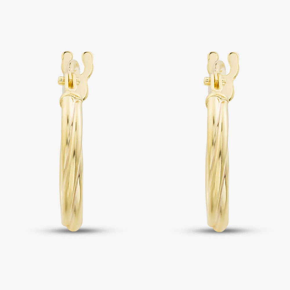 9ct Yellow Gold 13.5mm Twisted Hoop Earrings 1.51.3180