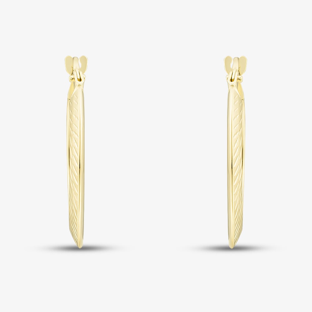 9ct Yellow Gold Diamond Cut Creole Hoop Earrings 1.51.3191