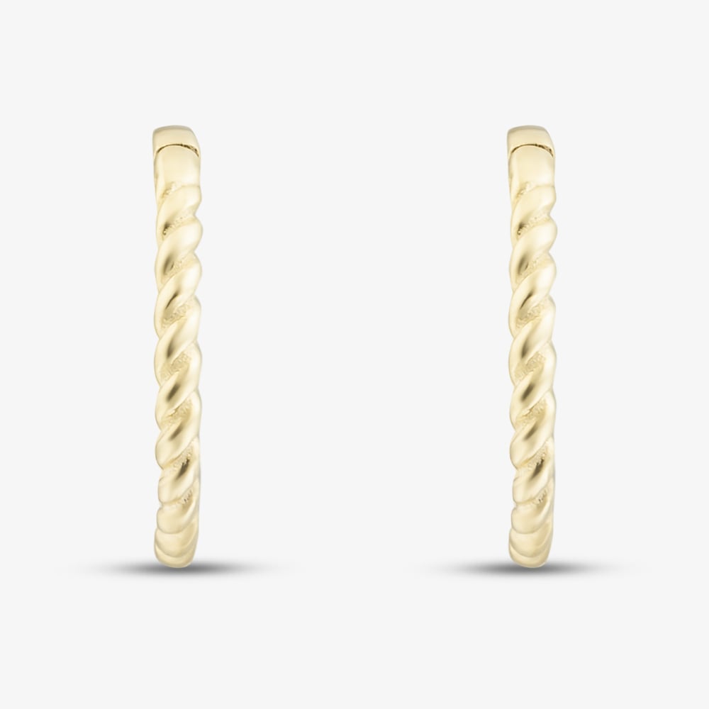 9ct Yellow Gold 10mm Twist Endless Hoop Earrings 1.51.3196