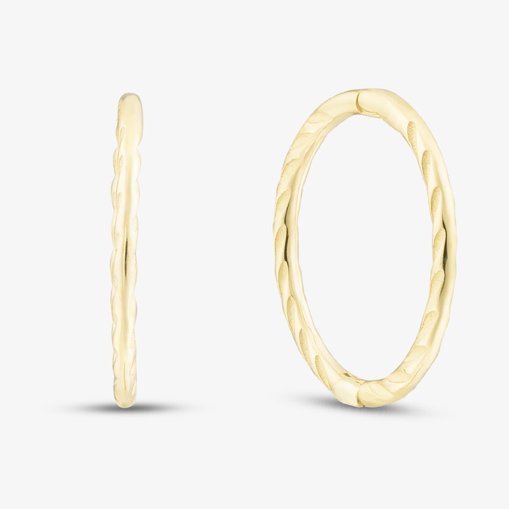 9ct Yellow Gold 14mm Twist Endless Hoop Earrings 1.51.3198