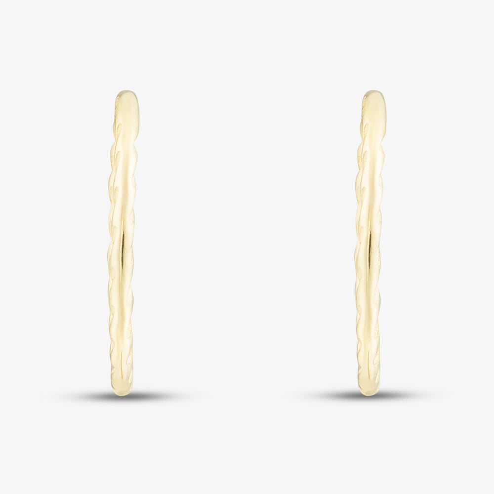 9ct Yellow Gold 14mm Twist Endless Hoop Earrings 1.51.3198