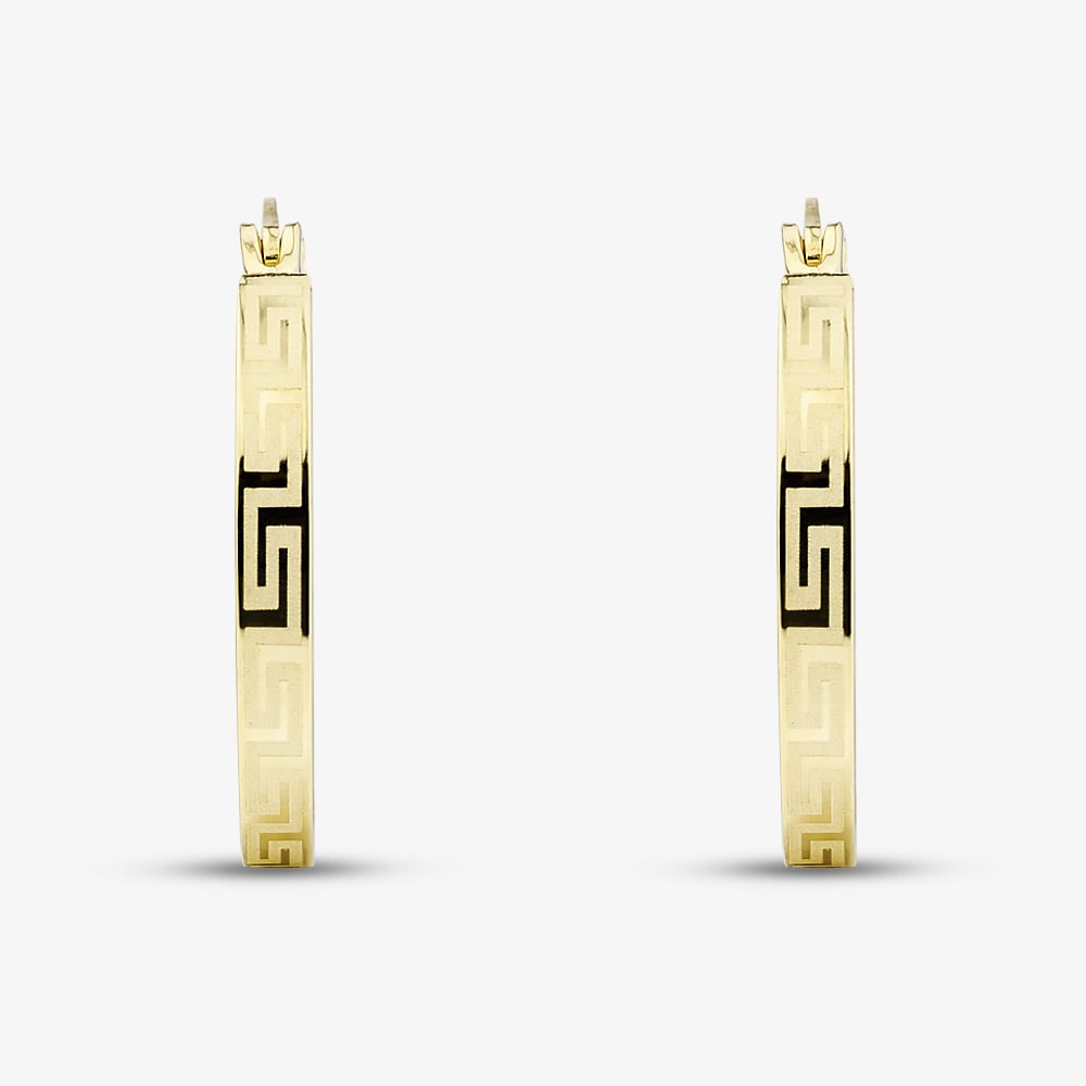 9ct Yellow Gold Patterned Hoop Earrings E-RTGS-21515-9Y