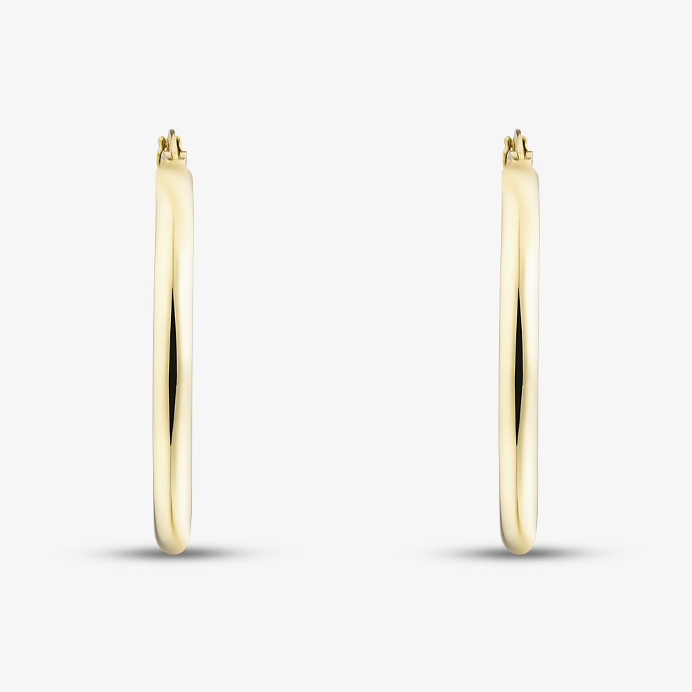 9ct Yellow Gold Plain Tube Hoop Earrings E-SLRT-325-9Y