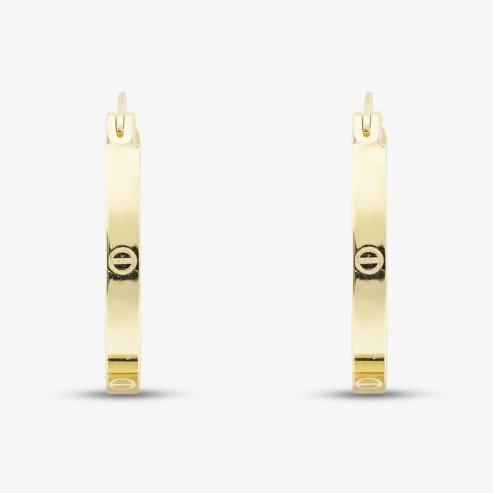9ct Yellow Gold Flat Patterned Hoop Earrings E-RTSS-21515-9Y