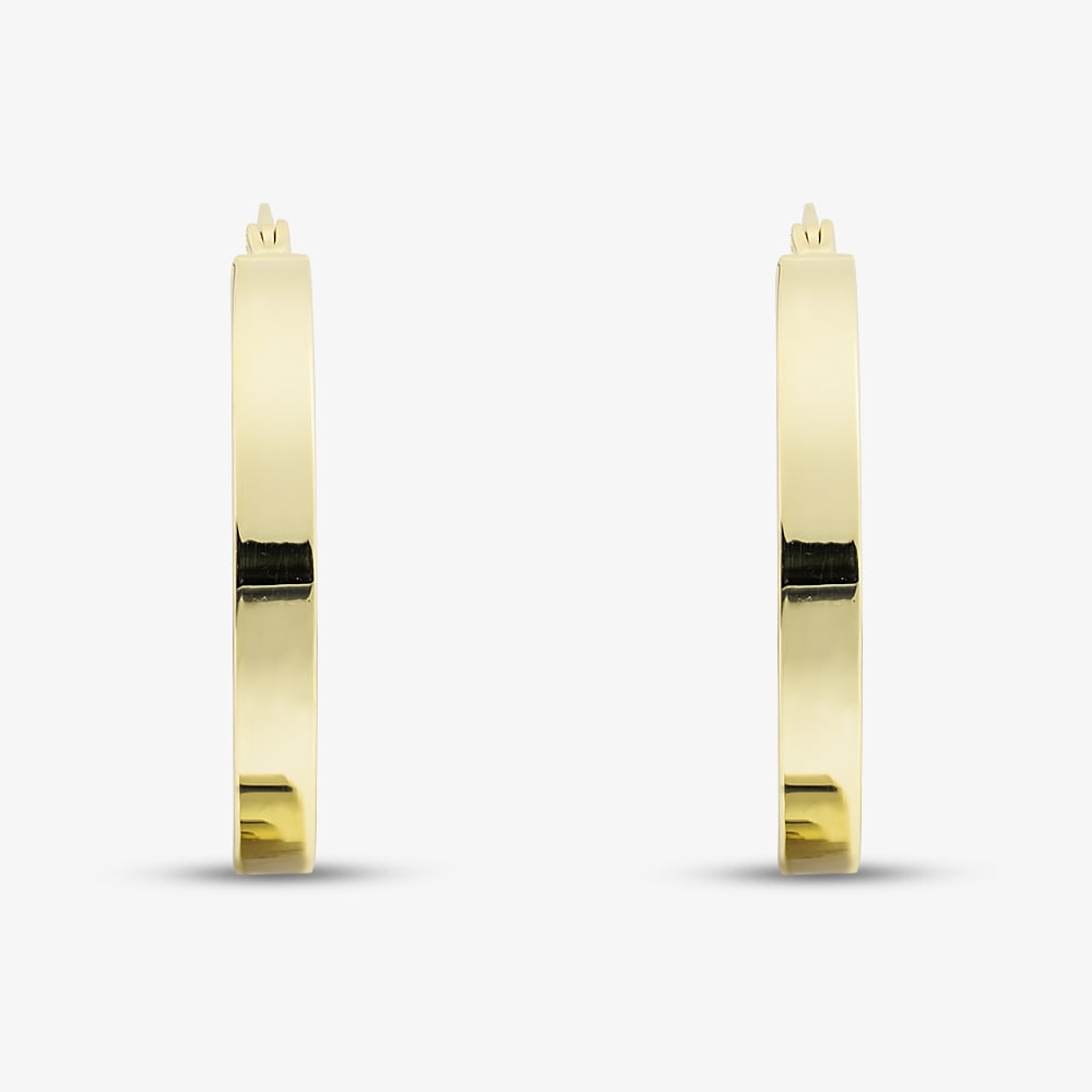 9ct Yellow Gold 3mm Flat Hoop Earrings E-RTPS-31520-9Y