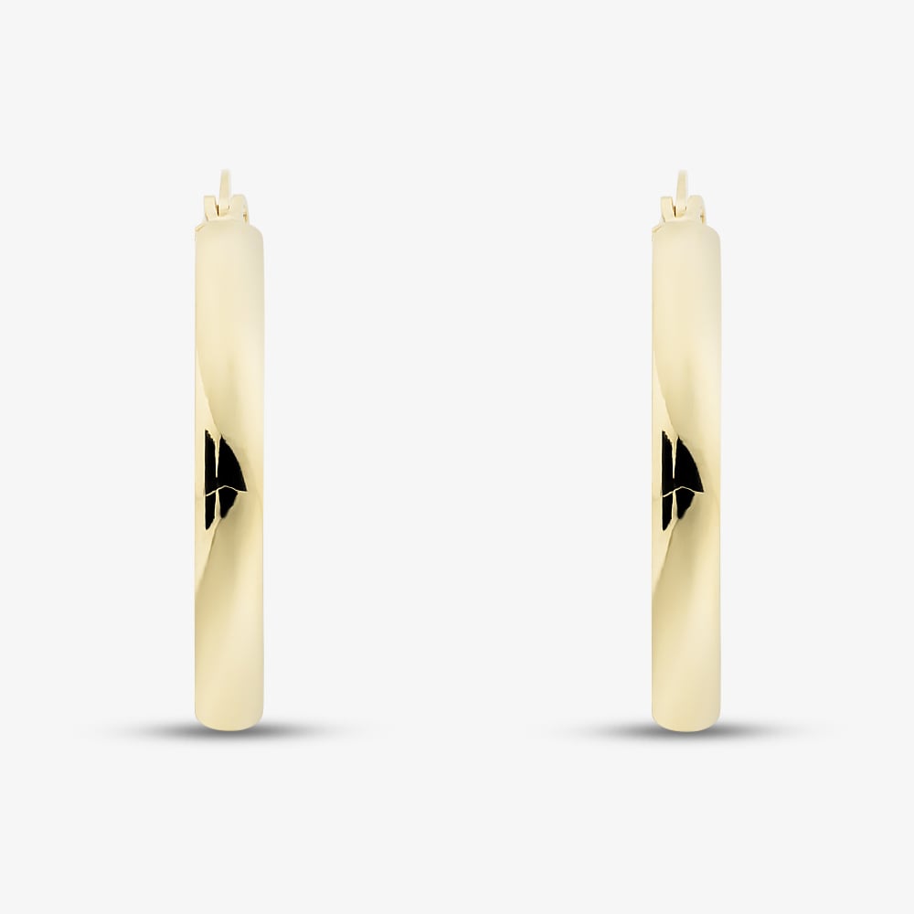 9ct Yellow Gold 23mm Rectangular Tube Hoop Earrings E-SLOT-320-9Y